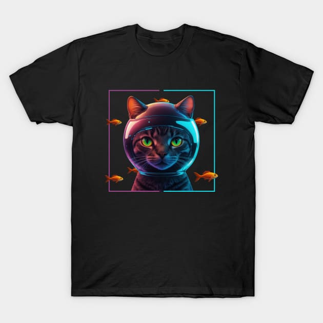 Abstract Cat and fish T-Shirt by JWOLF